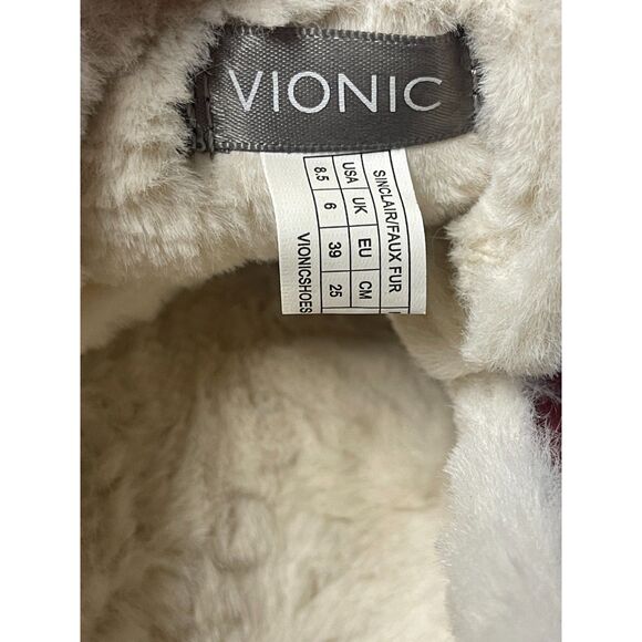 Vionic Women’s Sinclair Faux Fur Slipper Boots Sz 8.5- Cozy Indoor Shoes- Syrah - Picture 11 of 13